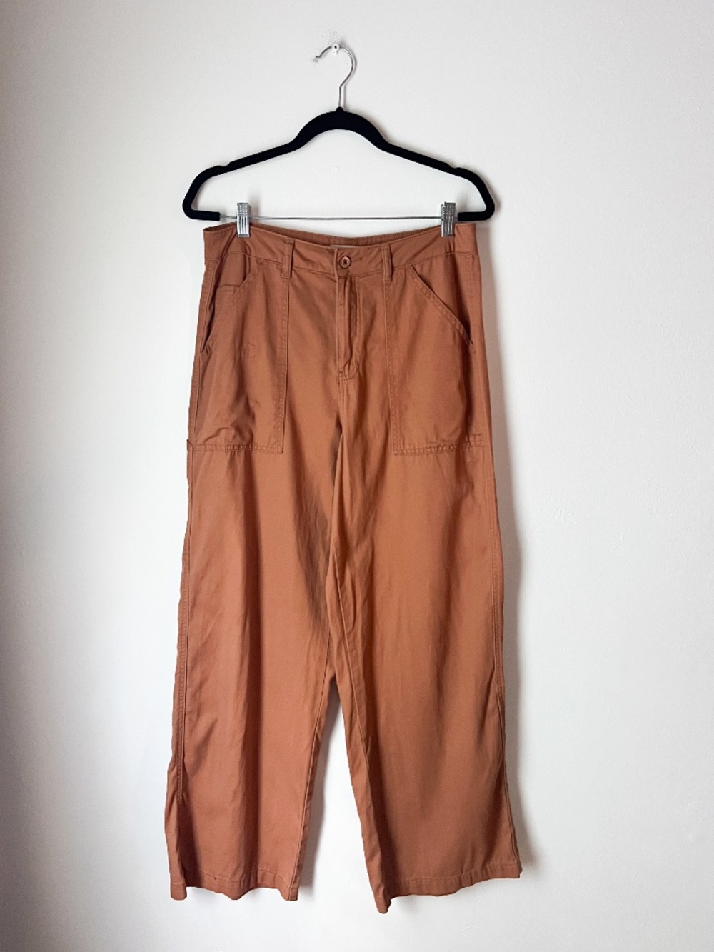 Happily Grey Utility Carpenter Wide Leg Pants Brown 100% Cotton | Patch Pocket